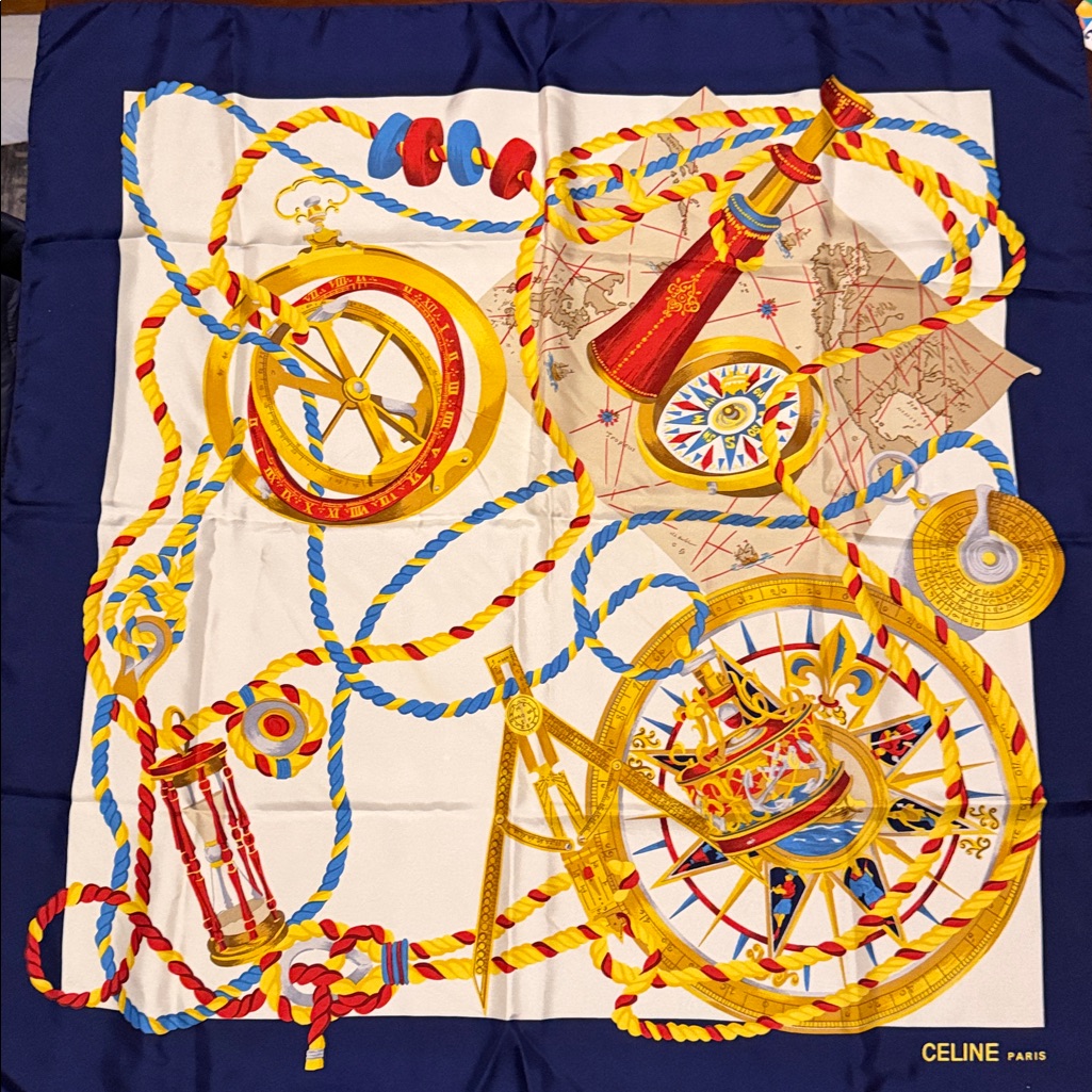 Celine Nautical Map Silk Scarf